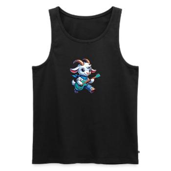 Goat Playing Electric Guitar Cute Design - Men's Premium Organic Tank Top - black - Front - Michal (187cm)