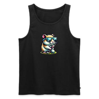 Funny hamster golfer playing golf on the - Men's Premium Organic Tank Top - black - Front - AI Model Male 178 light (178cm)