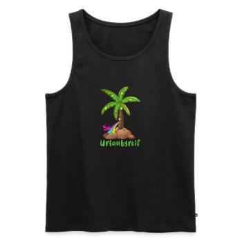 urlaubsreif,urlaub,ferien,palme,insel - Männer Premium Bio Tank Top - Schwarz - Vorne - Michal (187cm)
