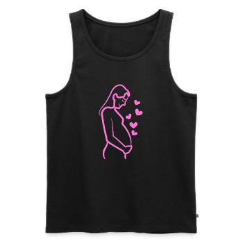 Maman Coeur Baby Bump Grossesse Enceinte - Débardeur bio Premium Homme - noir - Devant - Michal (187cm)