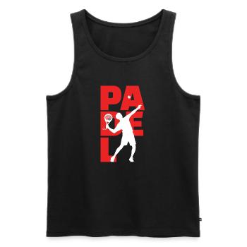 Padel Player Saying Racket Tennis Training Ball - Men's Premium Organic Tank Top - black - Front - AI Model Male 178 light (178cm)
