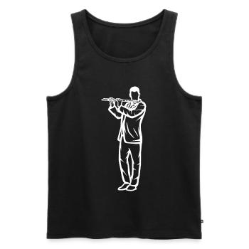 Dessin flûtiste - Débardeur bio Premium Homme - noir - Devant - Michal (187cm)