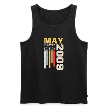 May 2009 - Birthday gift born in May 2009 May - Men's Premium Organic Tank Top - black - Front - AI Model Male 178 light (178cm)