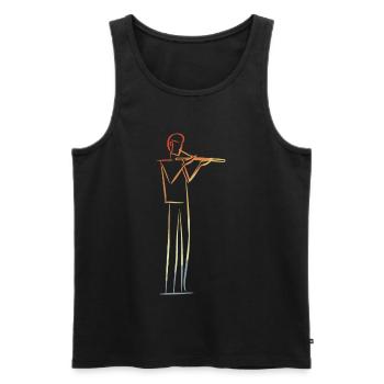 Flute Player Drawing Retro - Men's Premium Organic Tank Top - black - Front - AI Model Male 178 light (178cm)