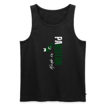 Fabriqué au Pakistan, design vertical - Débardeur bio Premium Homme - noir - Devant - Michal (187cm)