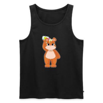 Bear Beach Sunscreen Summer - Men's Premium Organic Tank Top - black - Front - AI Model Male 178 light (178cm)