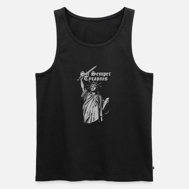 Sic Semper Tyrannis, Freiheitsstatue mit Schwert - Männer Premium Bio Tank Top - Schwarz