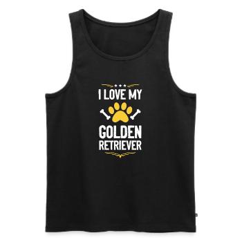 Ich liebe meinen Golden Retriever - Männer Premium Bio Tank Top - Schwarz - Vorne - AI Model Male 178 light (178cm)