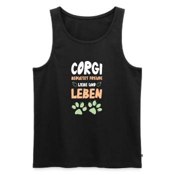 Corgi Joy Love Life - Men's Premium Organic Tank Top - black - Front - AI Model Male 178 light (178cm)
