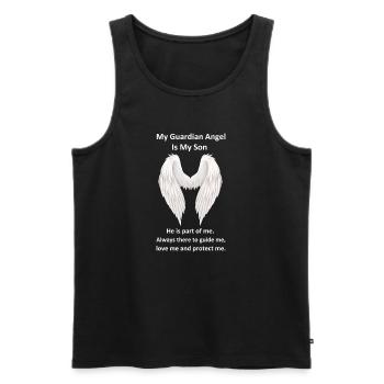 Schutzengel ist mein Sohn - Männer Premium Bio Tank Top - Schwarz - Vorne - Michal (187cm)
