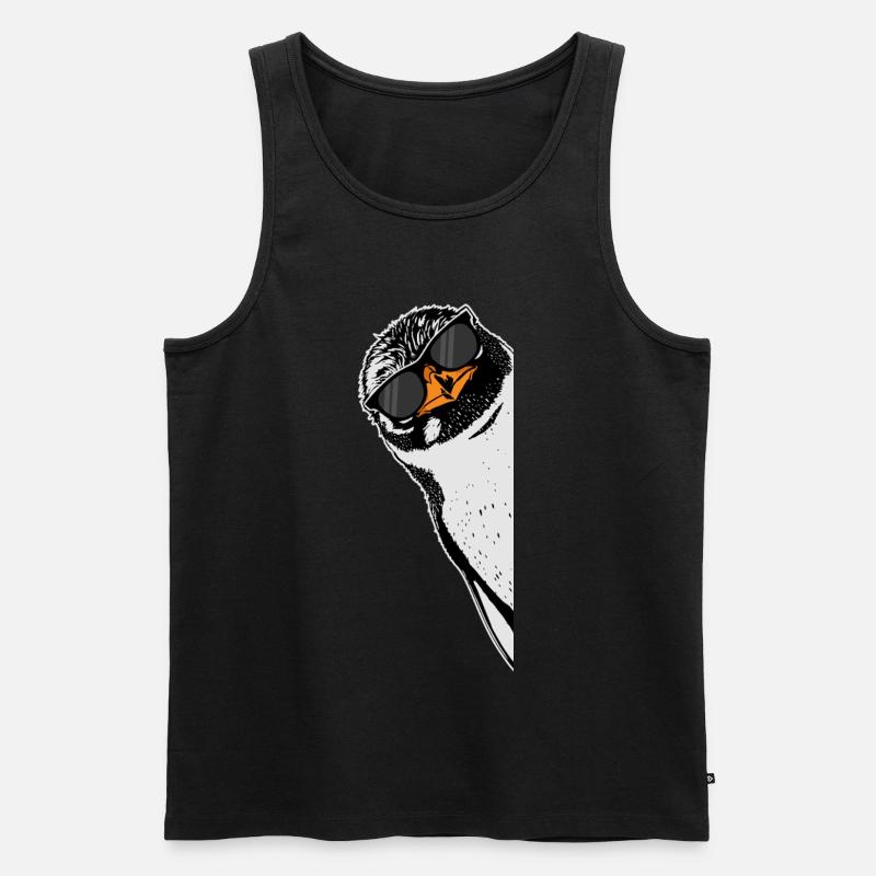 Pinguin mit Sonnenbrille - Männer Premium Bio Tank Top - Schwarz