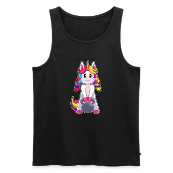 Einhorn Bodybuilder Hantel Bodybuilding - Männer Premium Bio Tank Top - Schwarz - Vorne - Michal (187cm)