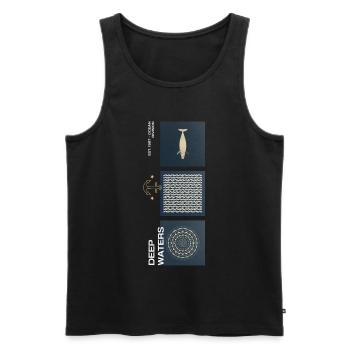 Deep Waters Trio - Men's Premium Organic Tank Top - black - Front - Michal (187cm)