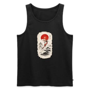 Koi im Japan-Stil  Zen & Harmonie - Männer Premium Bio Tank Top - Schwarz - Vorne - Michal (187cm)