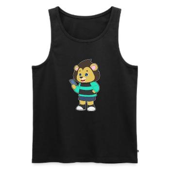 Löwe Smartphone - Männer Premium Bio Tank Top - Schwarz - Vorne - Michal (187cm)