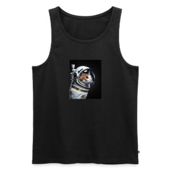 Chat comme astronaute - Débardeur bio Premium Homme - noir - Devant - Michal (187cm)