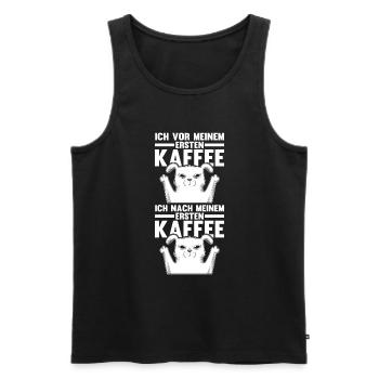 Suivez-moi devant mon premier café - Débardeur bio Premium Homme - noir - Devant - Michal (187cm)