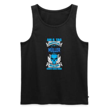 MÜLLER - Männer Premium Bio Tank Top - Schwarz - Vorne - Michal (187cm)