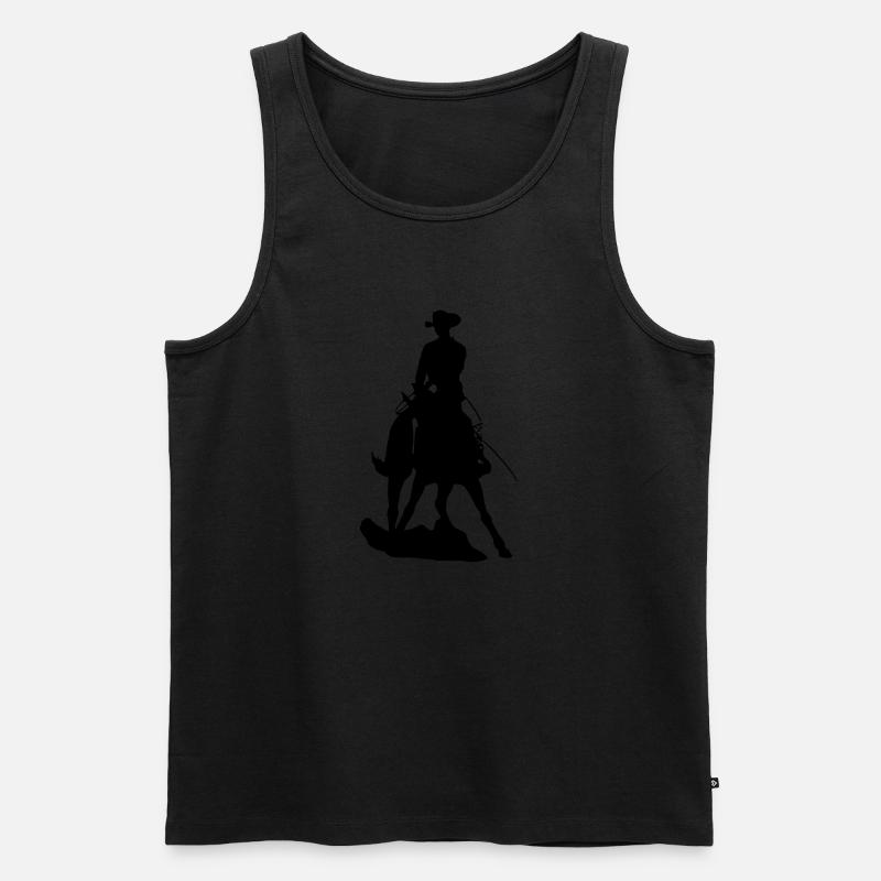 Westernpferd im Spin - Männer Premium Bio Tank Top - Schwarz