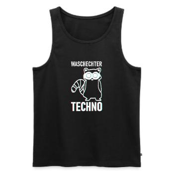 Trippy Techno Waschbär - Waschechter Techno - Männer Premium Bio Tank Top - Schwarz - Vorne - Michal (187cm)