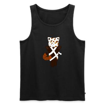 Panda roux déguisé en momie pour Halloween - Débardeur bio Premium Homme - noir - Devant - Michal (187cm)