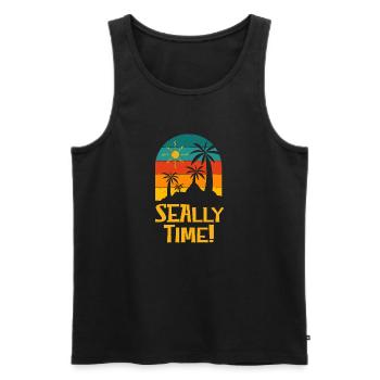 Seally Time Funny Beach Humor Ocean Sarcastic - Männer Premium Bio Tank Top - Schwarz - Vorne - Michal (187cm)