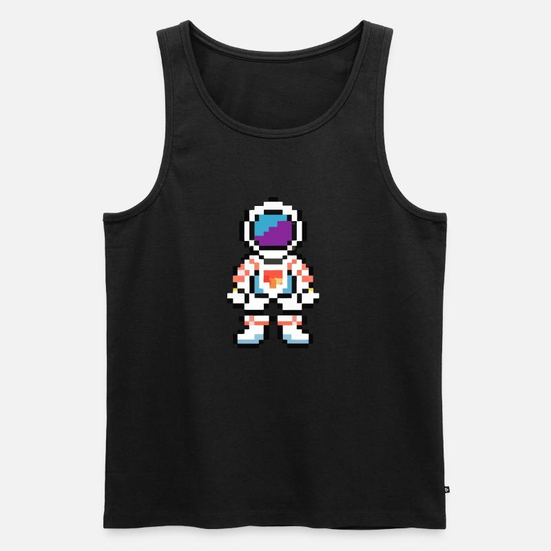 Astronaut pixelated space gift idea - Men's Premium Organic Tank Top - black