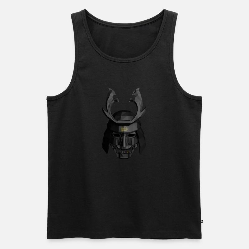 Geometrischer Samurai Helm - Männer Premium Bio Tank Top - Schwarz