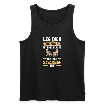 Savannah Katze - Männer Premium Bio Tank Top - Schwarz - Vorne - AI Model Male 178 light (178cm)