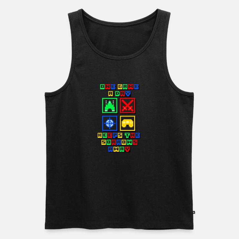 Pixel Gaming Design - Männer Premium Bio Tank Top - Schwarz