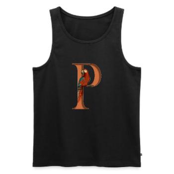 Buchstabe P, Name, Buchstabe P - Männer Premium Bio Tank Top - Schwarz - Vorne - AI Model Male 178 light (178cm)