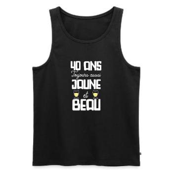 40 ans cadeau anniversaire homme humour beauf - Débardeur bio Premium Homme - noir - Devant - Michal (187cm)