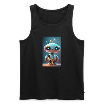Lustiger Roboter - Männer Premium Bio Tank Top - Schwarz - Vorne - Michal (187cm)