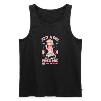 anime girl in action - Männer Premium Bio Tank Top - Schwarz - Vorne - Michal (187cm)