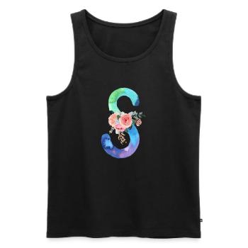Lettre S watercolor - Débardeur bio Premium Homme - noir - Devant - AI Model Male 178 light (178cm)
