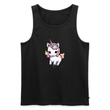 Licorne Einhorn Kawaii - Männer Premium Bio Tank Top - Schwarz - Vorne - AI Model Male 178 light (178cm)