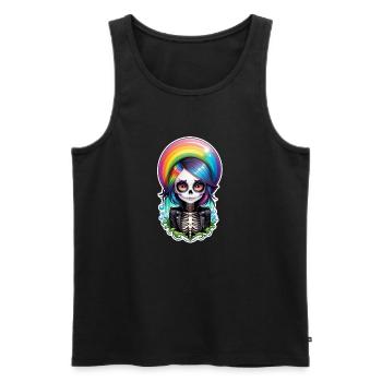 Halloween - Rock & Regenbogen - Männer Premium Bio Tank Top - Schwarz - Vorne - Michal (187cm)