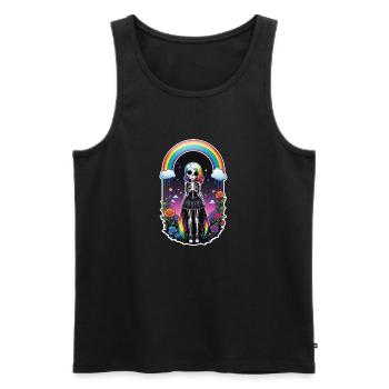 Halloween - Rock & Regenbogen - Männer Premium Bio Tank Top - Schwarz - Vorne - Michal (187cm)