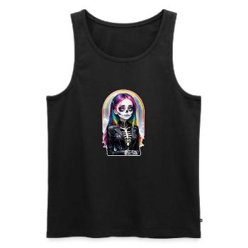 Halloween - Rock & Regenbogen - Männer Premium Bio Tank Top - Schwarz - Vorne - Michal (187cm)