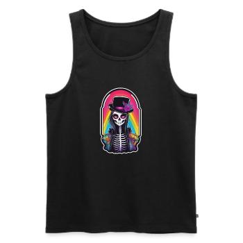 Halloween - Rock & Regenbogen - Männer Premium Bio Tank Top - Schwarz - Vorne - Michal (187cm)