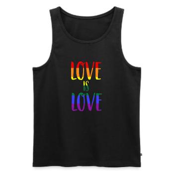Love is Love Gay Pride LGBT Rainbow - Men's Premium Organic Tank Top - black - Front - Michal (187cm)
