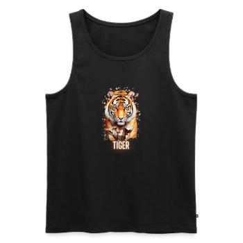 Majestic Tiger Essence Tee - Männer Premium Bio Tank Top - Schwarz - Vorne - Michal (187cm)