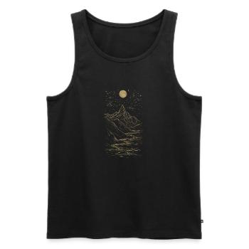 Goldener Mondstrand - Männer Premium Bio Tank Top - Schwarz - Vorne - AI Model Male 178 light (178cm)