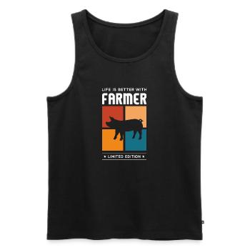 Farmer - Männer Premium Bio Tank Top - Schwarz - Vorne - AI Model Male 178 light (178cm)