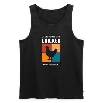Chicken - Männer Premium Bio Tank Top - Schwarz - Vorne - Michal (187cm)