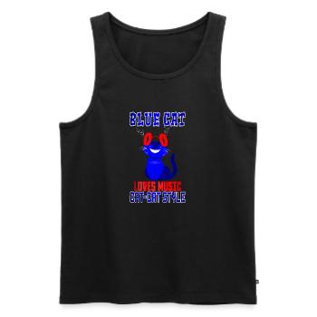 BLUE CAT LOVE MUSIC - Débardeur bio Premium Homme - noir - Devant - Michal (187cm)