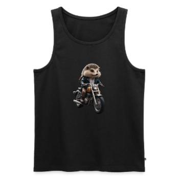 Hérisson motard - Débardeur bio Premium Homme - noir - Devant - Michal (187cm)