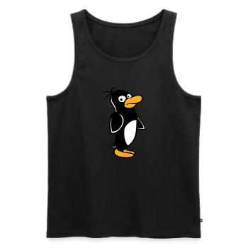 Penguin looks funny cautiously to the side - Men's Premium Organic Tank Top - black - Front - AI Model Male 178 light (178cm)