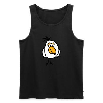 Perruche, perroquet, petit moineau, oiseau souriant - Débardeur bio Premium Homme - noir - Devant - Michal (187cm)