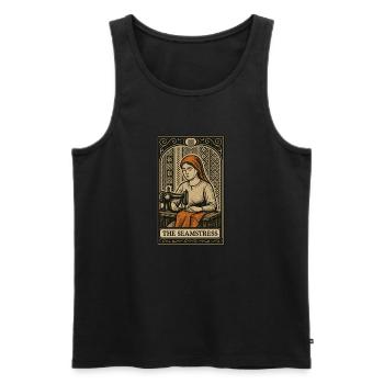La Couturière — Conception de cartes de tarot en couture vintage - Débardeur bio Premium Homme - noir - Devant - Michal (187cm)